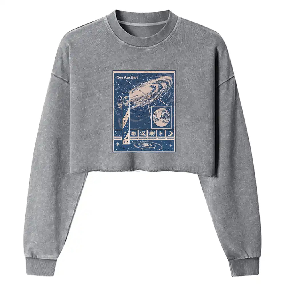 You Are Here Washed Cropped Sweatshirt