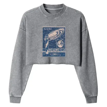 You Are Here Washed Cropped Sweatshirt