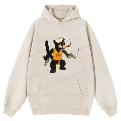 Black Cat Patrol Squadron Washed Hoodie