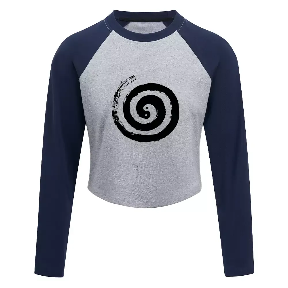 The Cycle Of Life Color Block Raglan Long Sleeve Crop Top