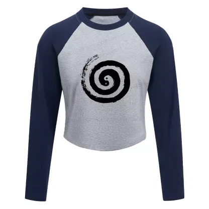 The Cycle Of Life Color Block Raglan Long Sleeve Crop Top
