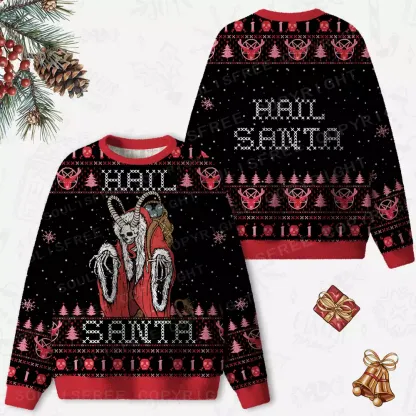 Hail Santa Ugly Christmas Knit Sweatshirt