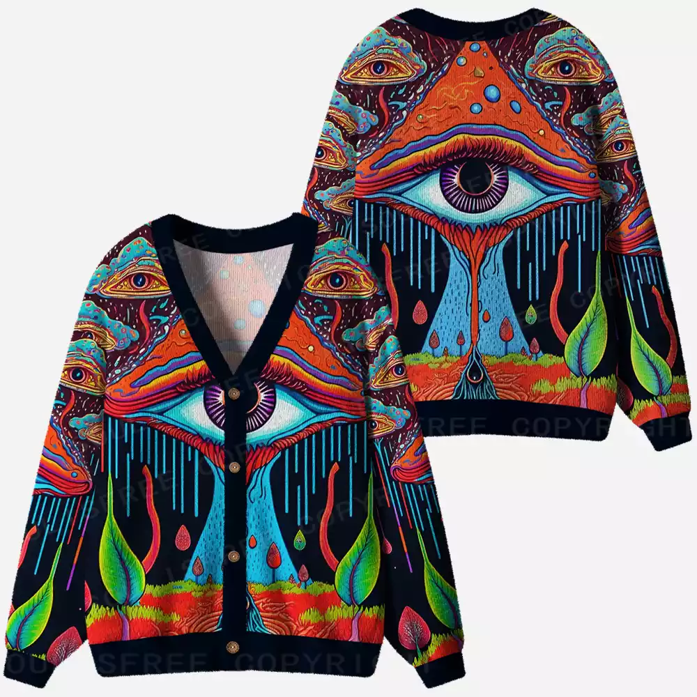 Chromatic Eye Drip Realm Ugly Cardigan Sweaters