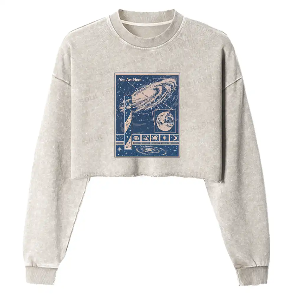 You Are Here Washed Cropped Sweatshirt
