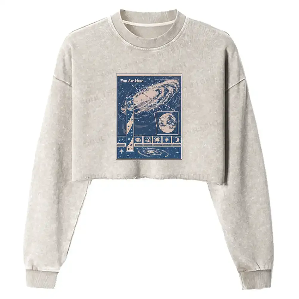 You Are Here Washed Cropped Sweatshirt