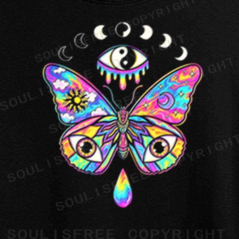 Soulisfree Third Eye Butterfly Raglan Crop Tee
