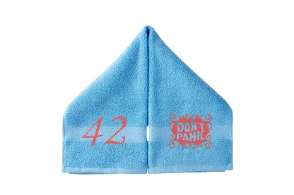 DON'T PANIC Embroidered Hand Towel
