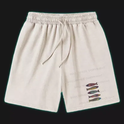 Colourful Schools Of Fish Washed Shorts