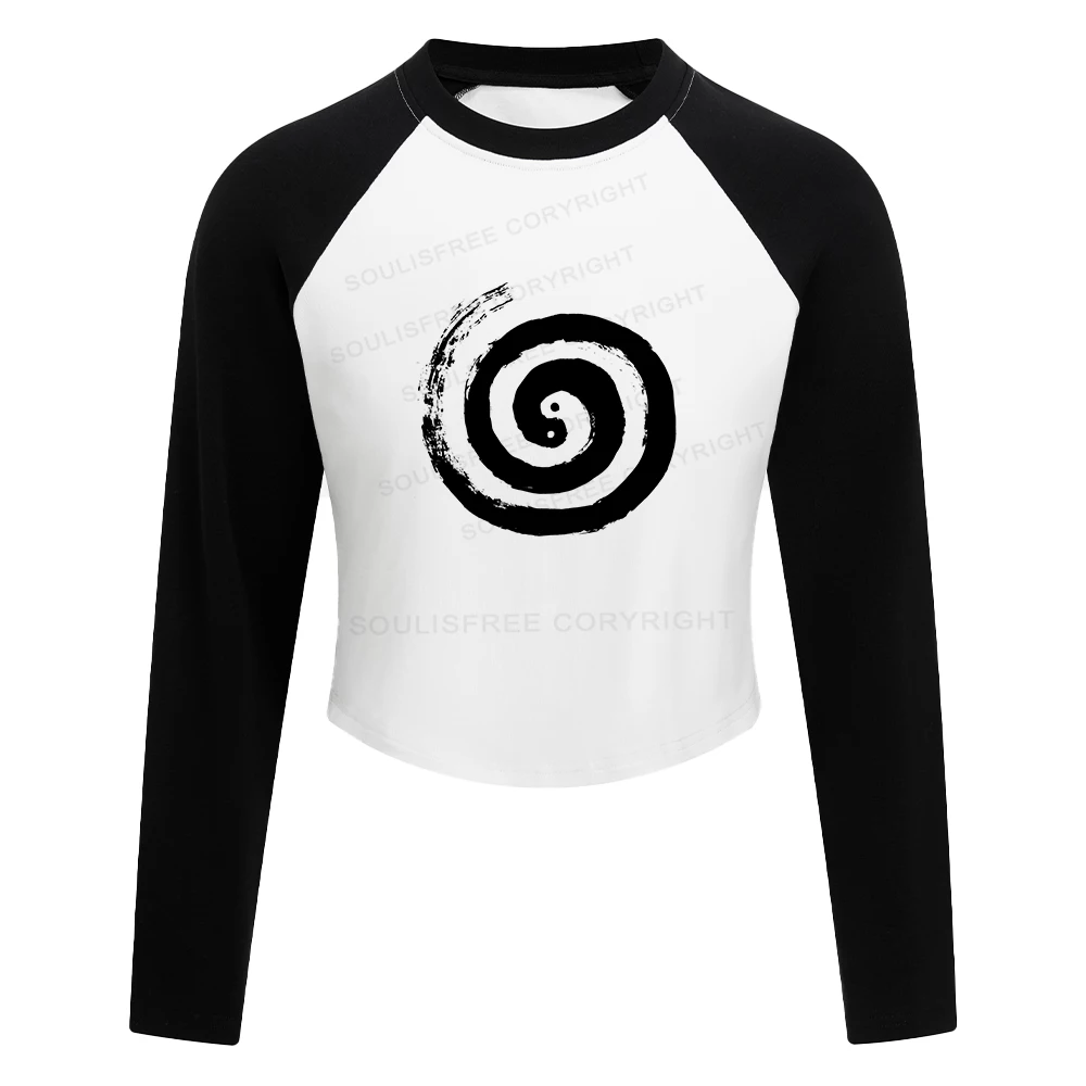 The Cycle Of Life Color Block Raglan Long Sleeve Crop Top