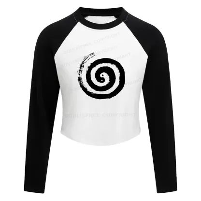 The Cycle Of Life Color Block Raglan Long Sleeve Crop Top