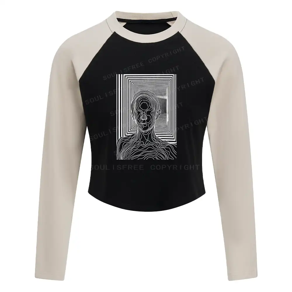 Utopia Journey Color Block Raglan Long Sleeve Crop Top