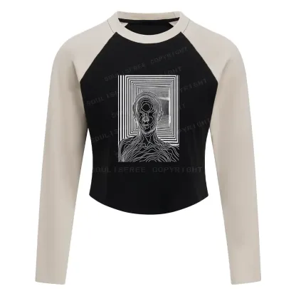 Utopia Journey Color Block Raglan Long Sleeve Crop Top