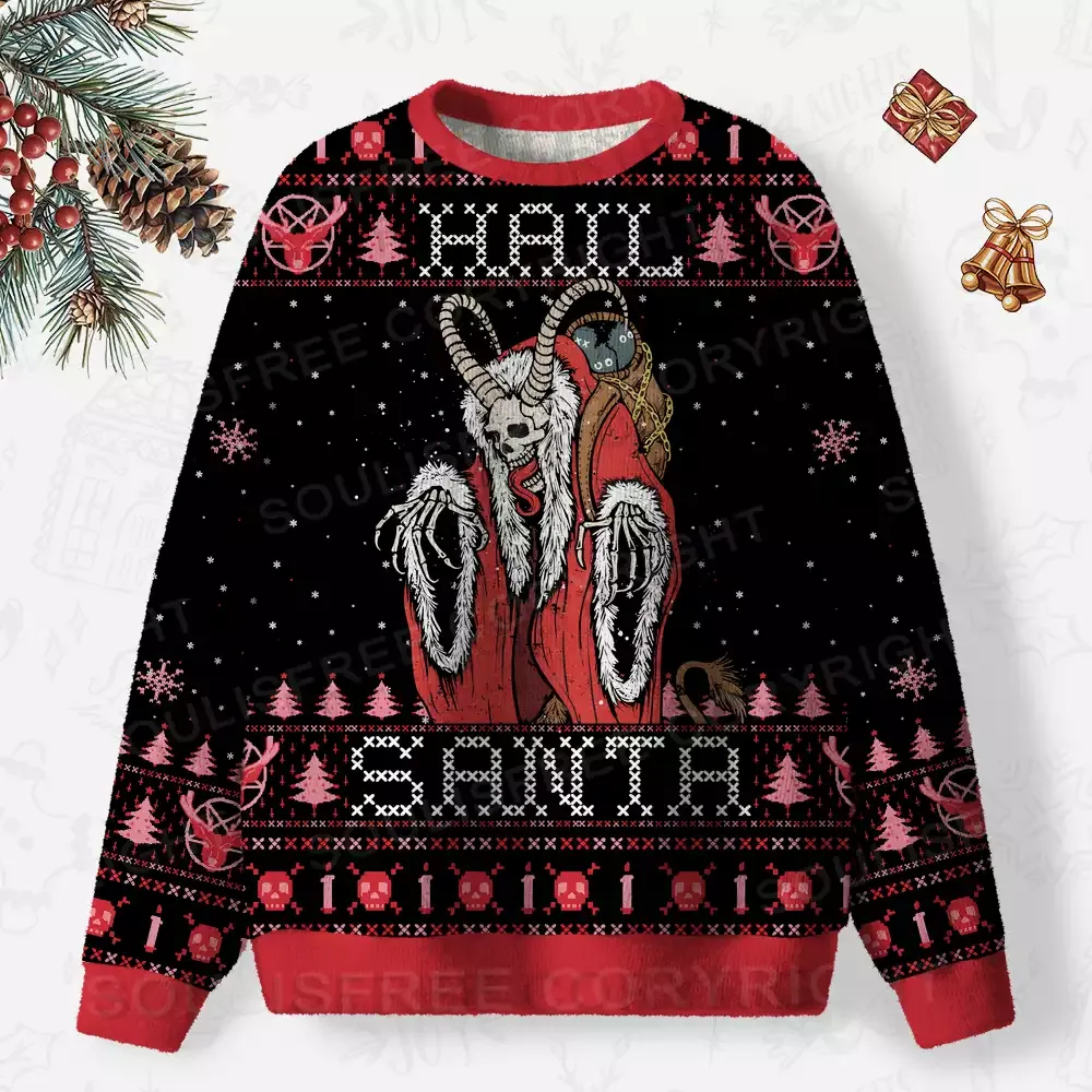 Hail Santa Ugly Christmas Knit Sweatshirt