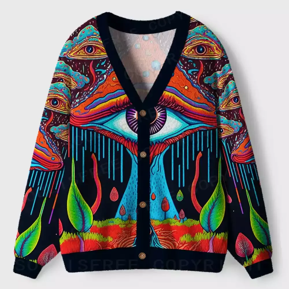 Chromatic Eye Drip Realm Ugly Cardigan Sweaters