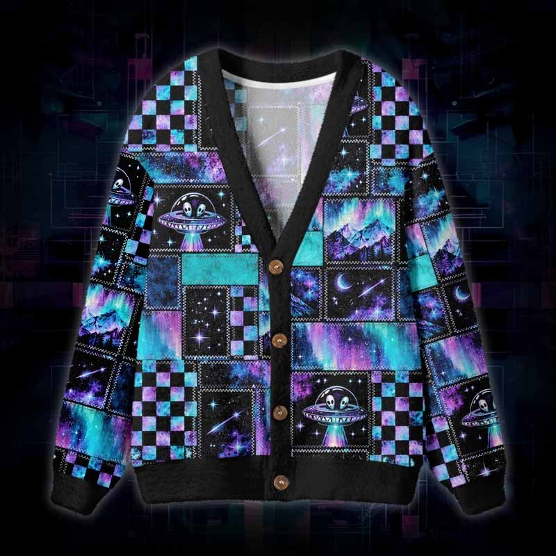 Soulisfree Cosmic Encounter Fuzzy Cardigan Sweater