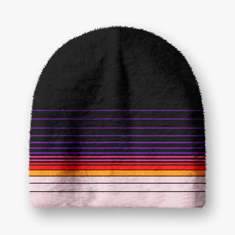 Soulisfree Synthwave Gradient Sunset Fuzzy Beanie