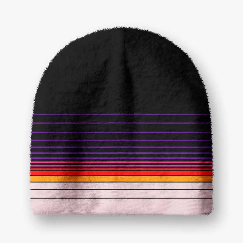 Soulisfree Synthwave Gradient Sunset Fuzzy Beanie