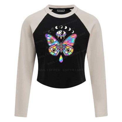 Soulisfree Third Eye Butterfly Raglan Crop Tee