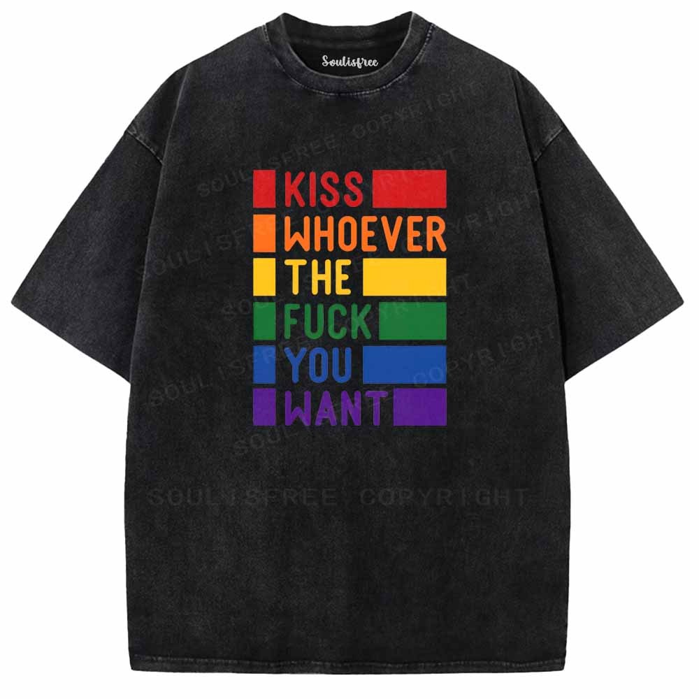 Soulisfree Kiss Whoever The Fuck You Want Washed Tee