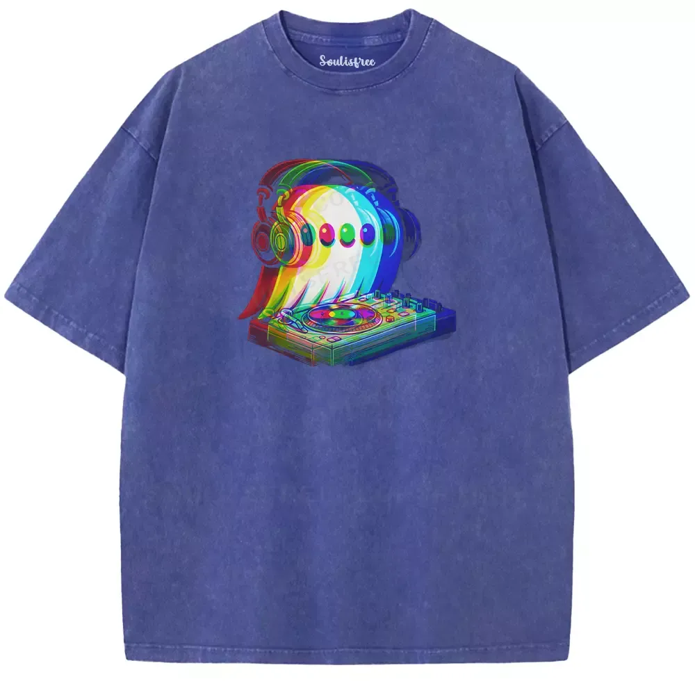 Soulisfree  GLITCH TURNTABLE GHOST  Washed Tee