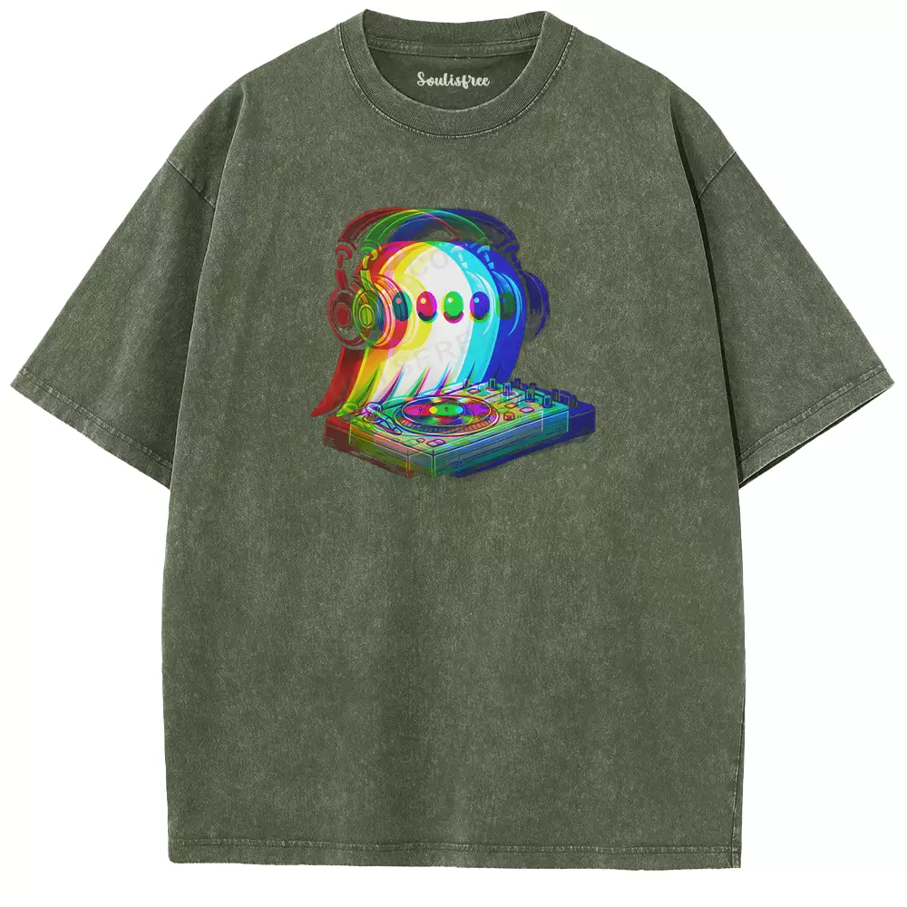Soulisfree  GLITCH TURNTABLE GHOST  Washed Tee