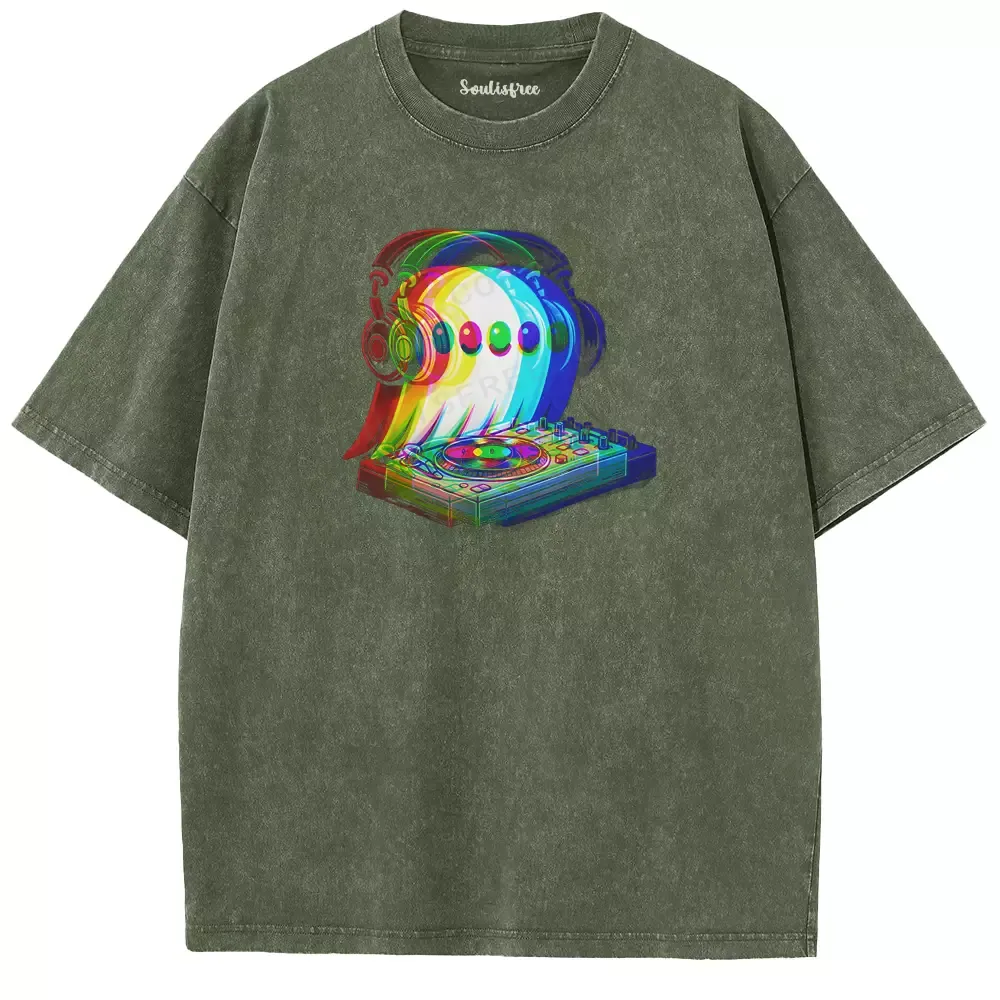 Soulisfree  GLITCH TURNTABLE GHOST  Washed Tee