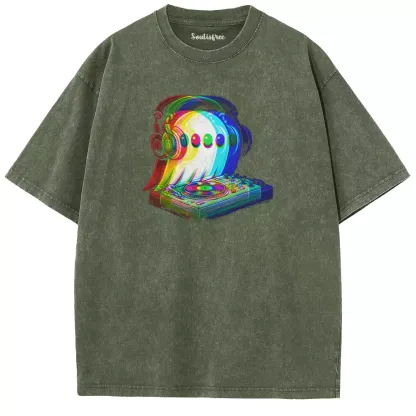 Soulisfree  GLITCH TURNTABLE GHOST  Washed Tee