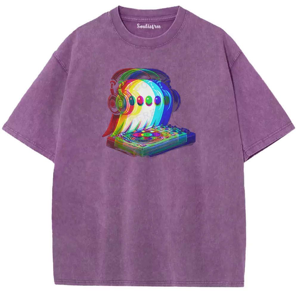 Soulisfree  GLITCH TURNTABLE GHOST  Washed Tee