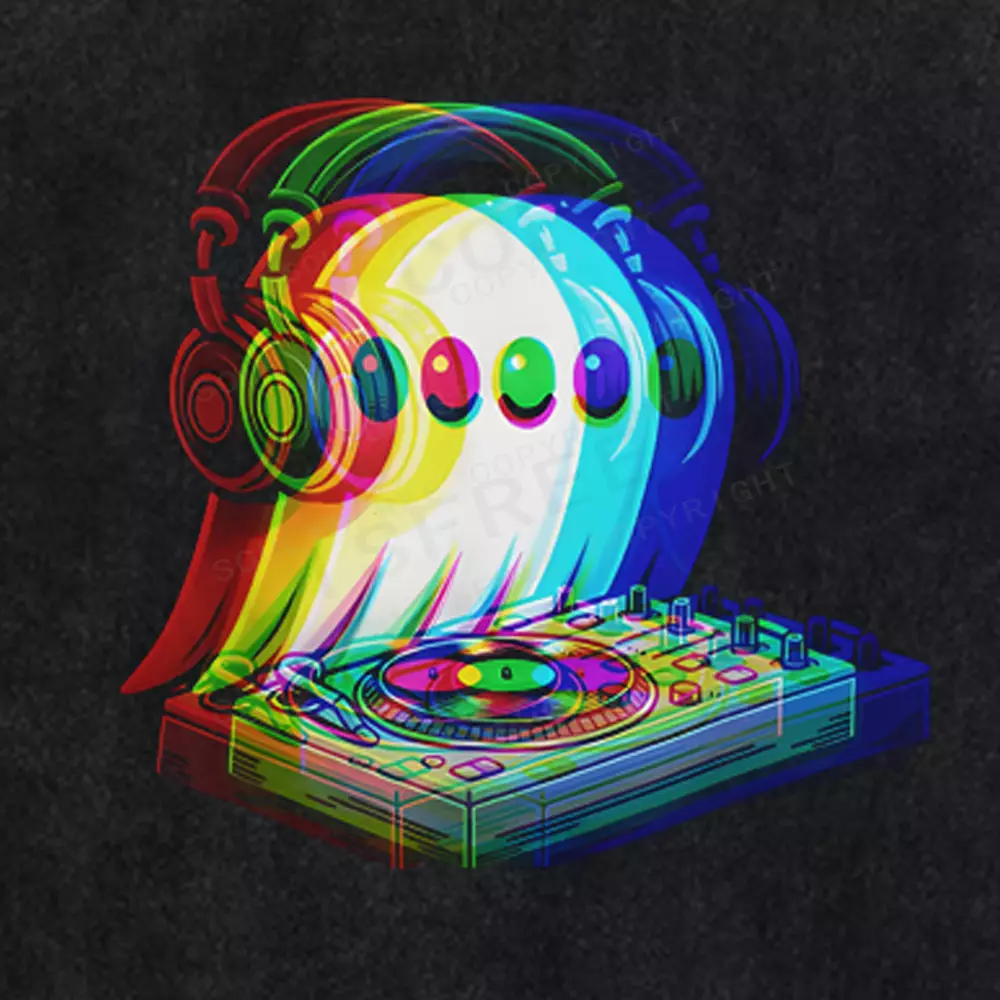 Soulisfree  GLITCH TURNTABLE GHOST  Washed Tee