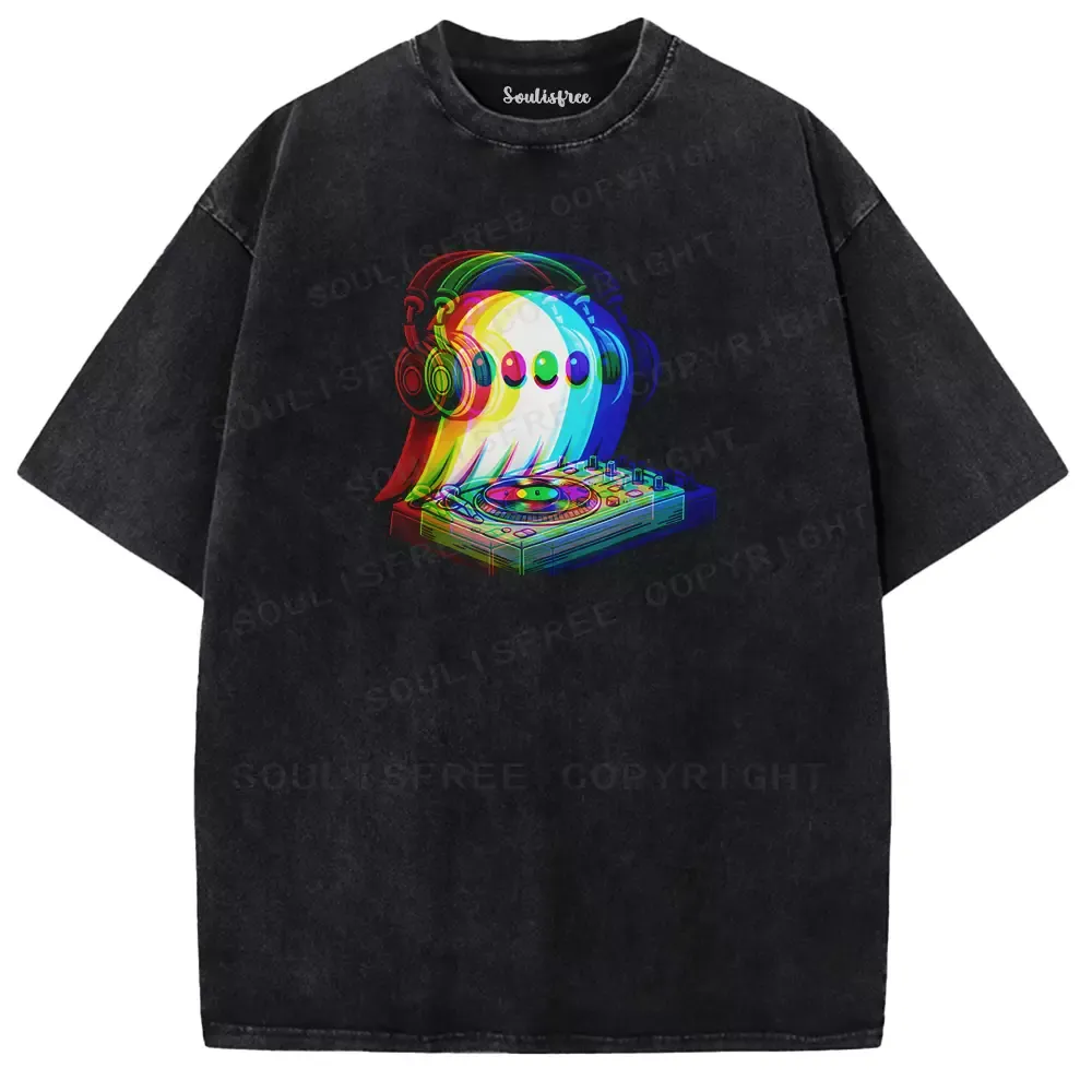 Designed Soulisfree GLITCH TURNTABLE GHOST Washed Tee