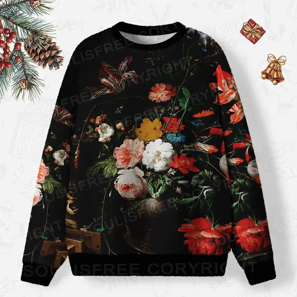 Dark Bouquet Ugly Christmas Knit Sweatshirt