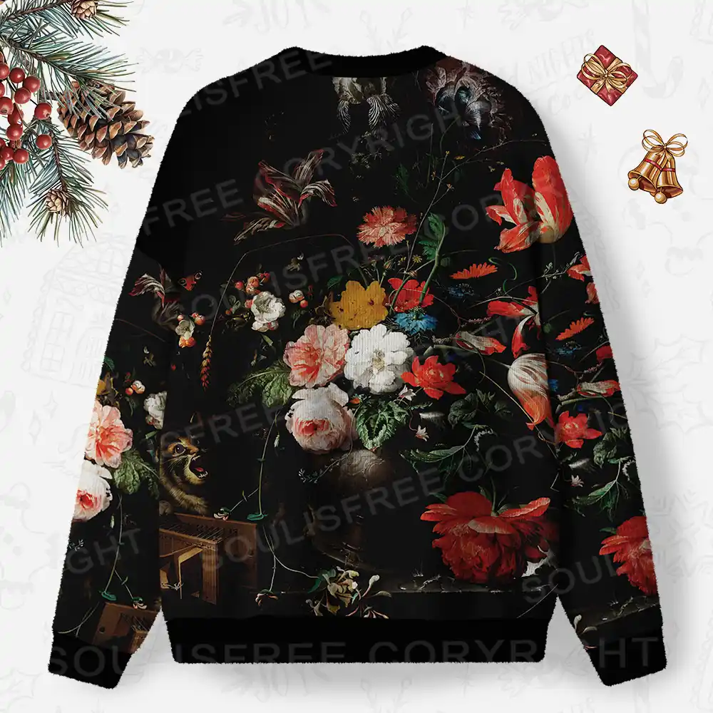 Dark Bouquet Ugly Christmas Knit Sweatshirt