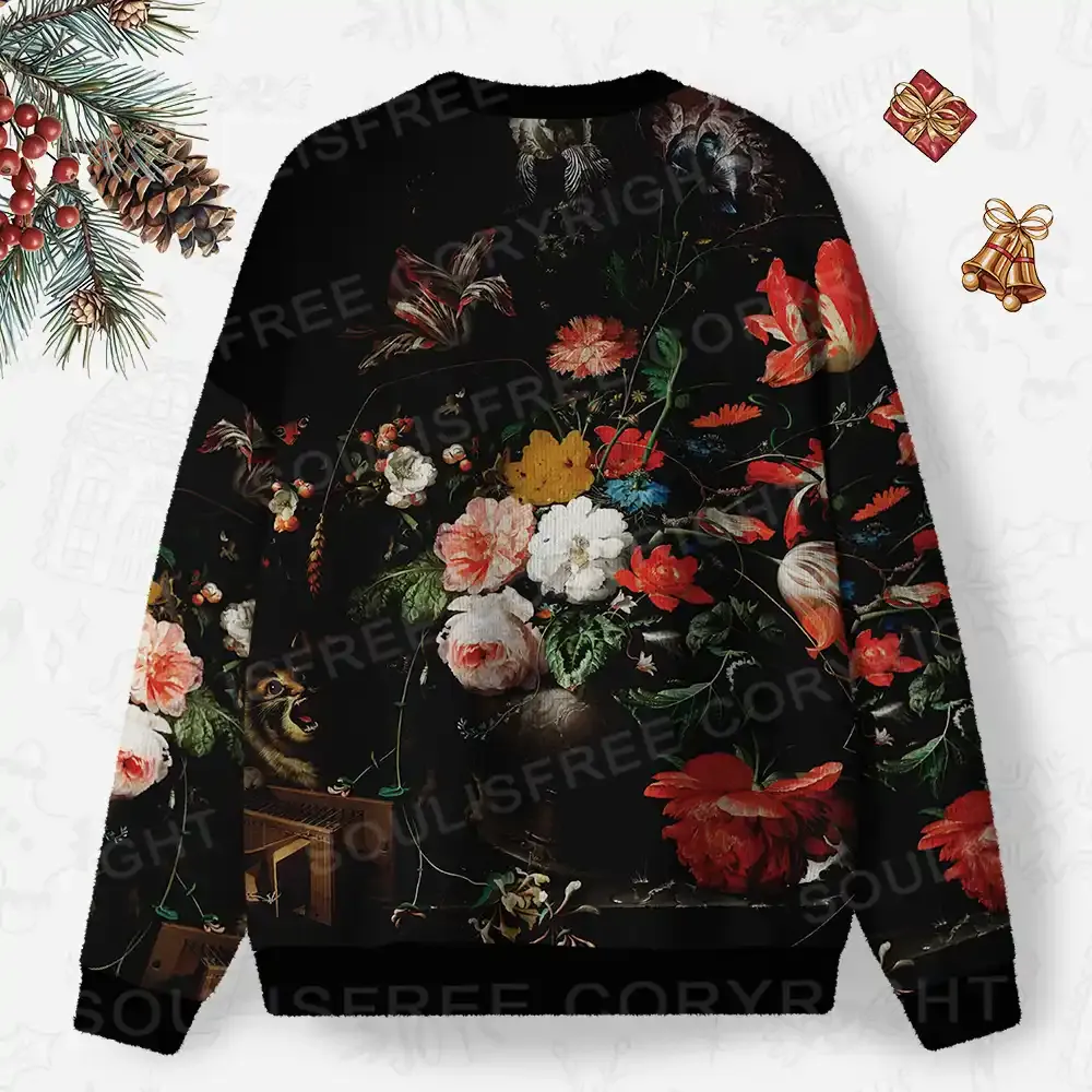 Dark Bouquet Ugly Christmas Knit Sweatshirt
