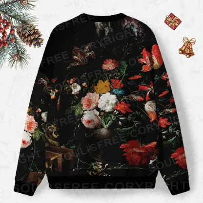 Dark Bouquet Ugly Christmas Knit Sweatshirt