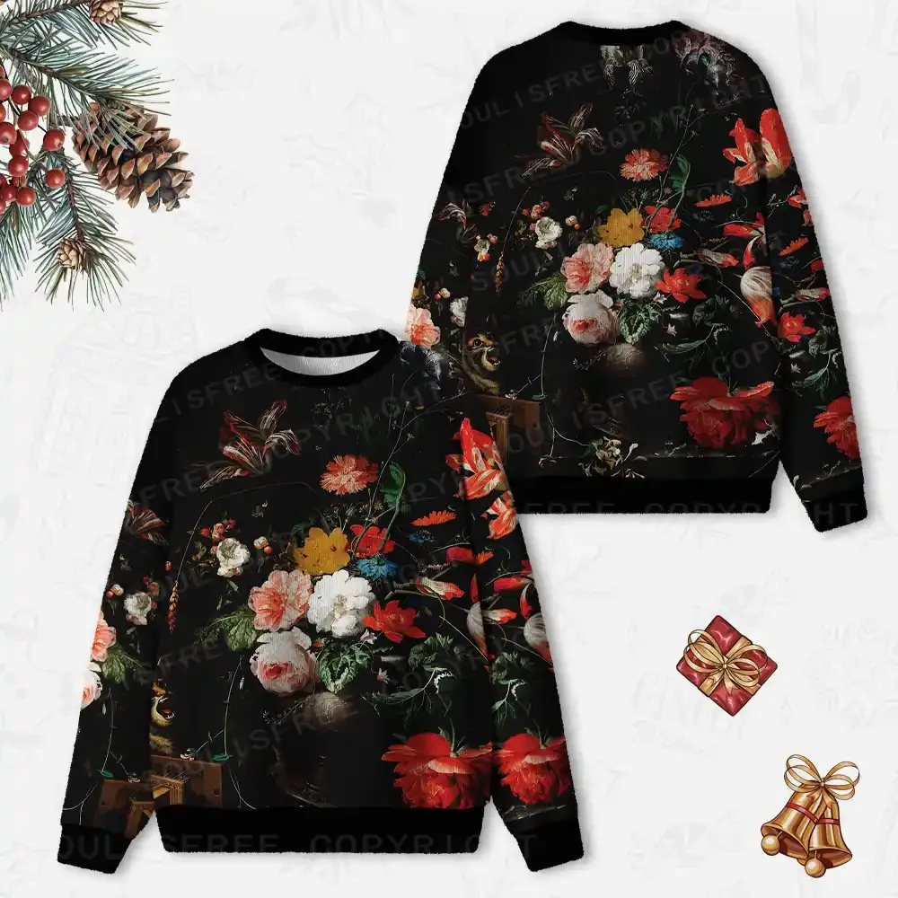 Dark Bouquet Ugly Christmas Knit Sweatshirt