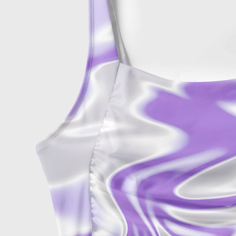 Soulisfree Lavender Liquid Swirl Galaxy One‑Piece Swimsuit