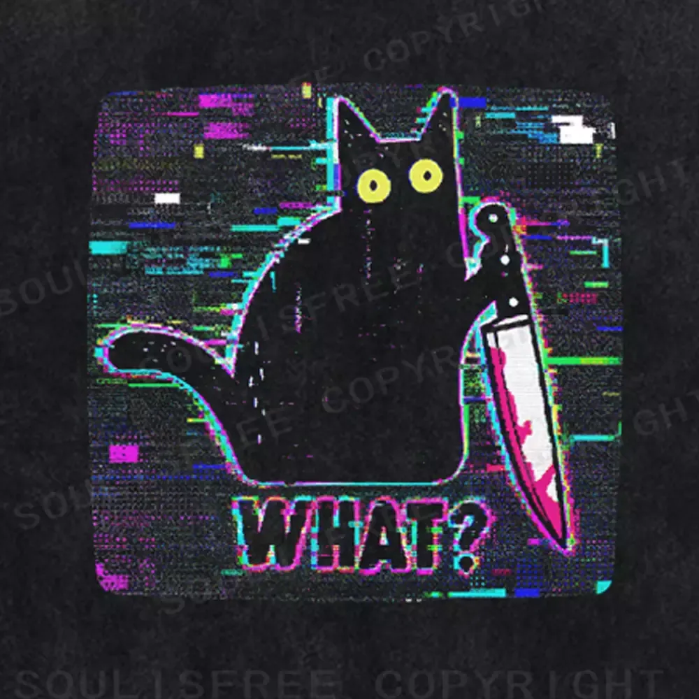 Soulisfree  NOISE GLITCH CAT Washed Tee