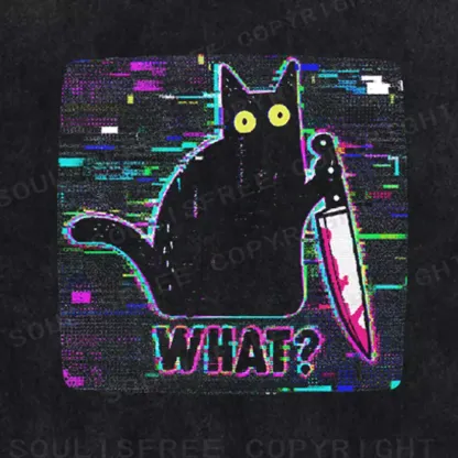Soulisfree  NOISE GLITCH CAT Washed Tee