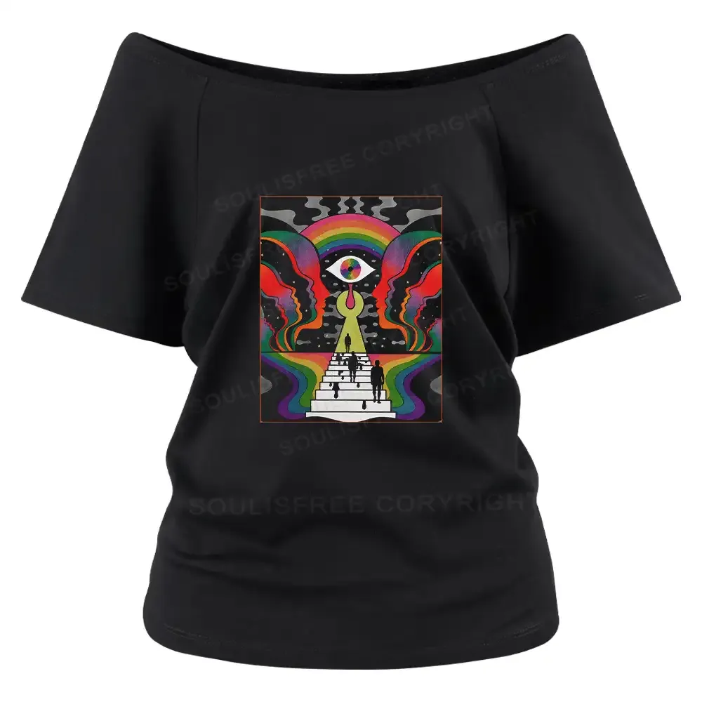 Designed Step Into the Mind Off Shoulder Top