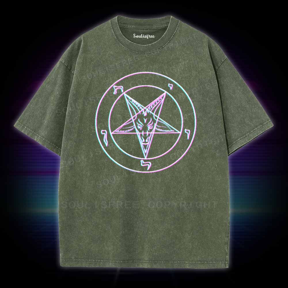 Soulisfree Vaporwave Pentagram Washed Tee