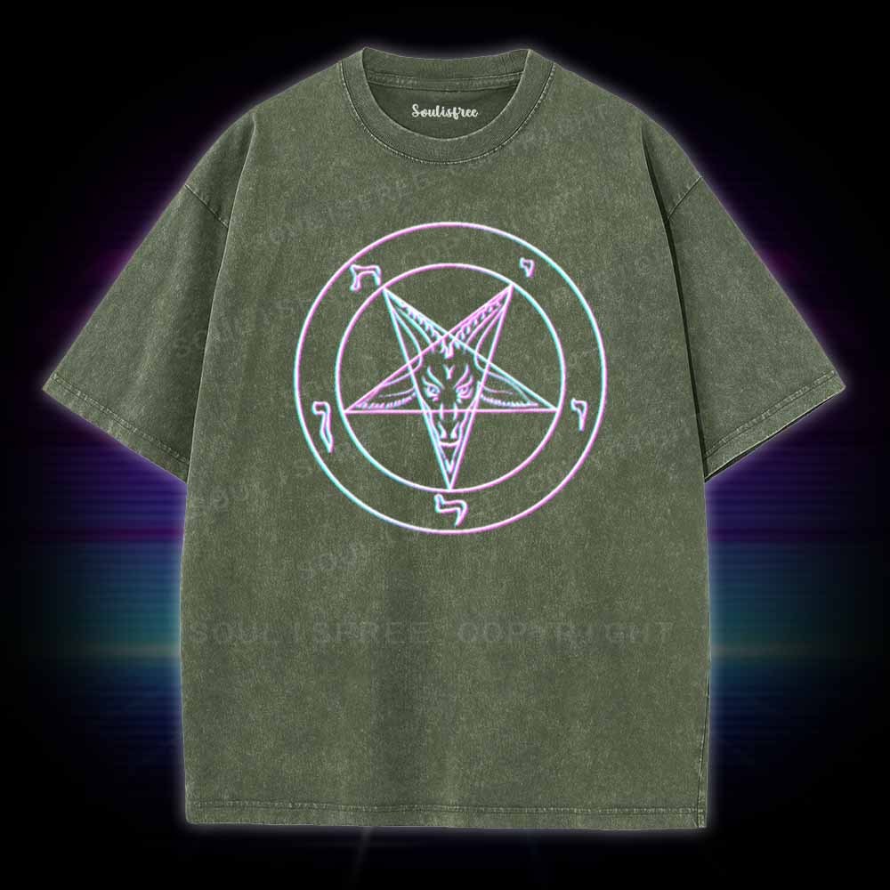 Soulisfree Vaporwave Pentagram Washed Tee