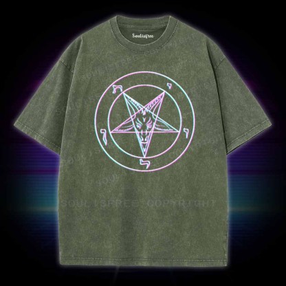 Soulisfree Vaporwave Pentagram Washed Tee