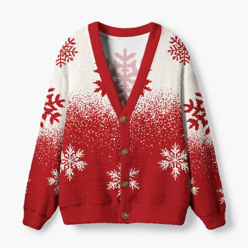 Soulisfree A Winter Snowfall Story Fuzzy Cardigan Sweater