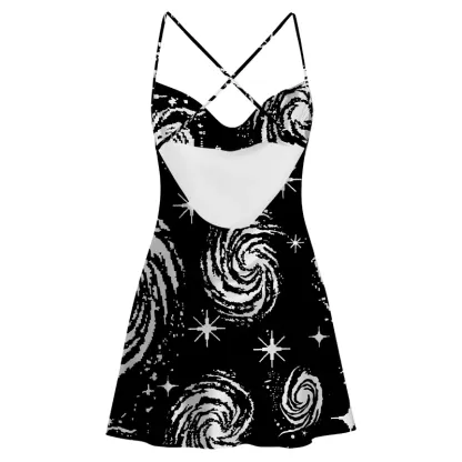 Soulisfree Galactic Swirl: A Cosmic Journey Satin Mini Dress
