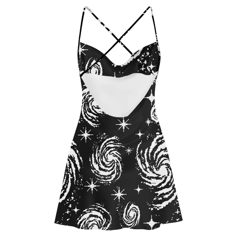 Soulisfree Galactic Swirl: A Cosmic Journey Satin Mini Dress