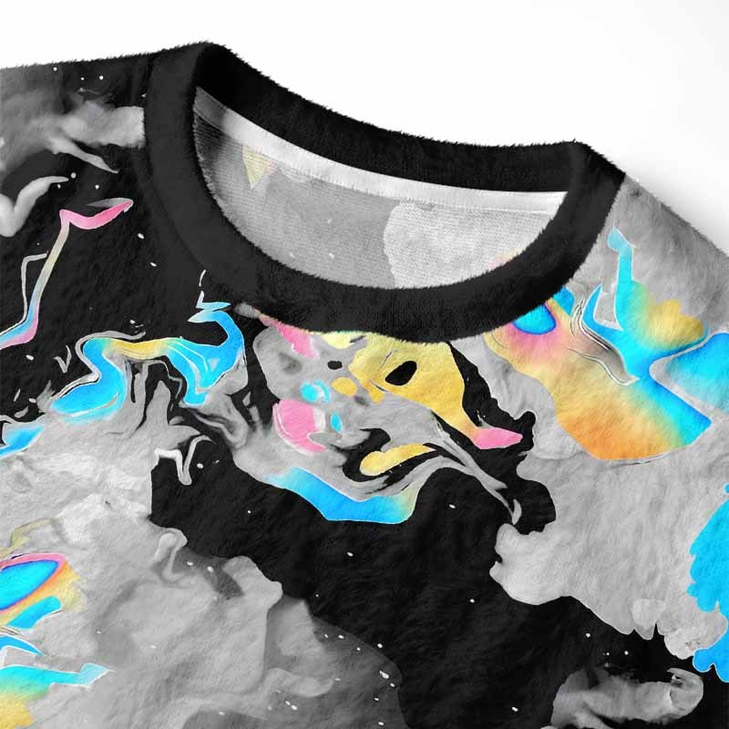Soulisfree Cyber Iridescent Fluid Fuzzy Crewneck Sweater