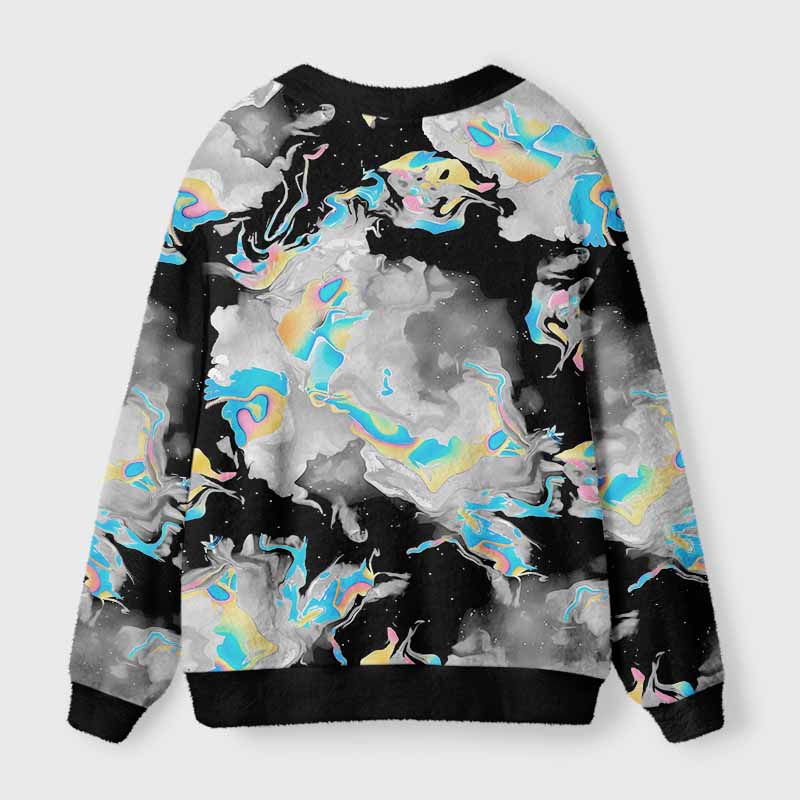 Soulisfree Cyber Iridescent Fluid Fuzzy Cardigan Sweater