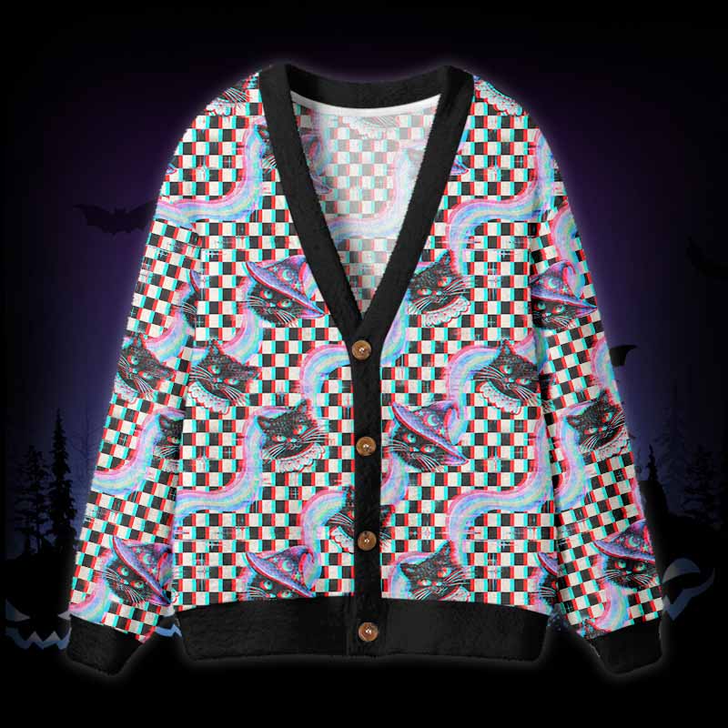 Soulisfree Cats In The Matrix Fuzzy Cardigan Sweater 