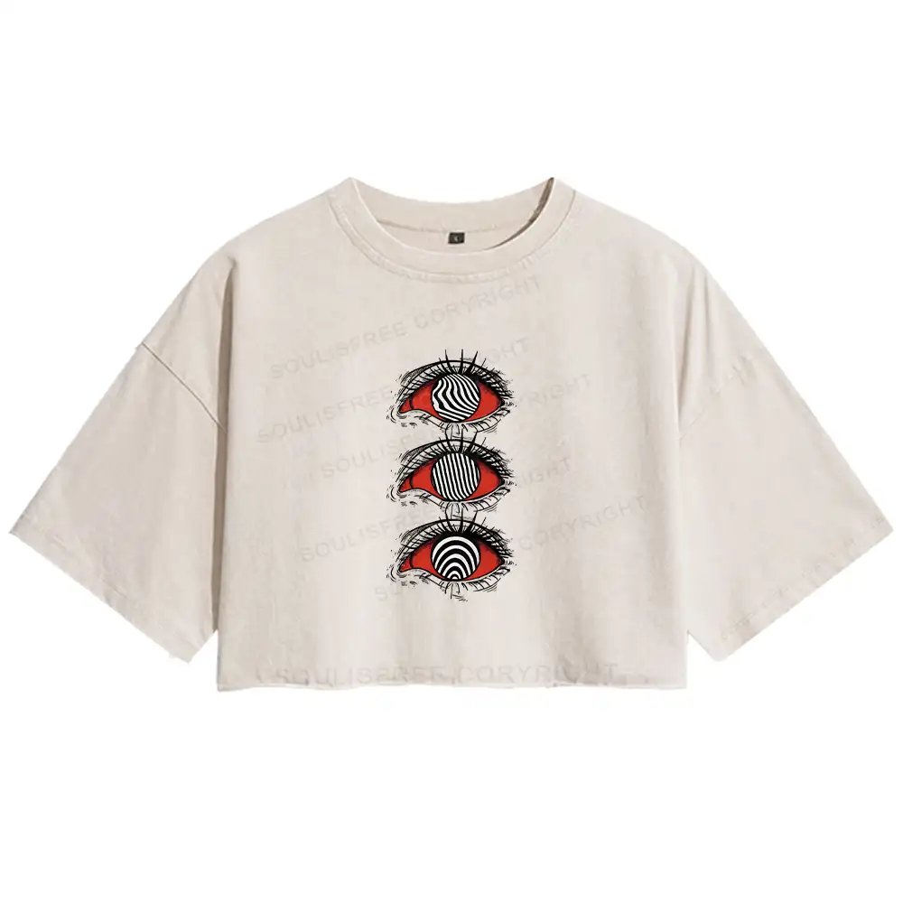 Psychedelic Eye Washed Crop T-shirt