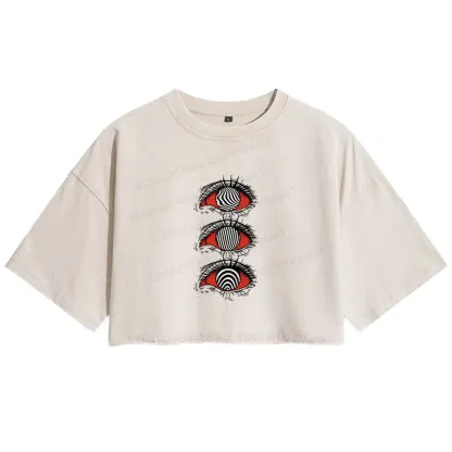 Psychedelic Eye Washed Crop T-shirt